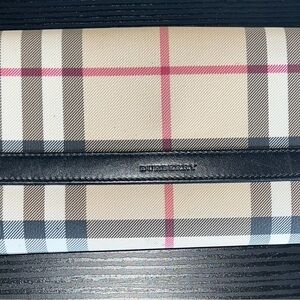 Burberry Beige and Black Plaid Clutch